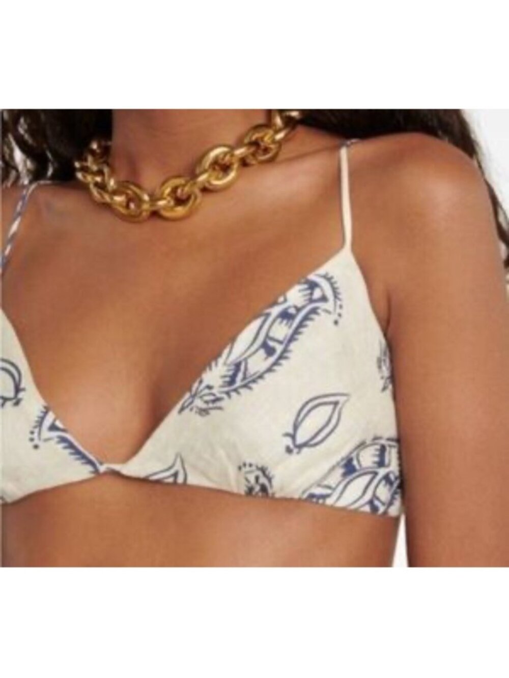 Johanna Ortiz Womens Sz 12 White Afternoon in Fez Linen Crop Bralette Top Cream